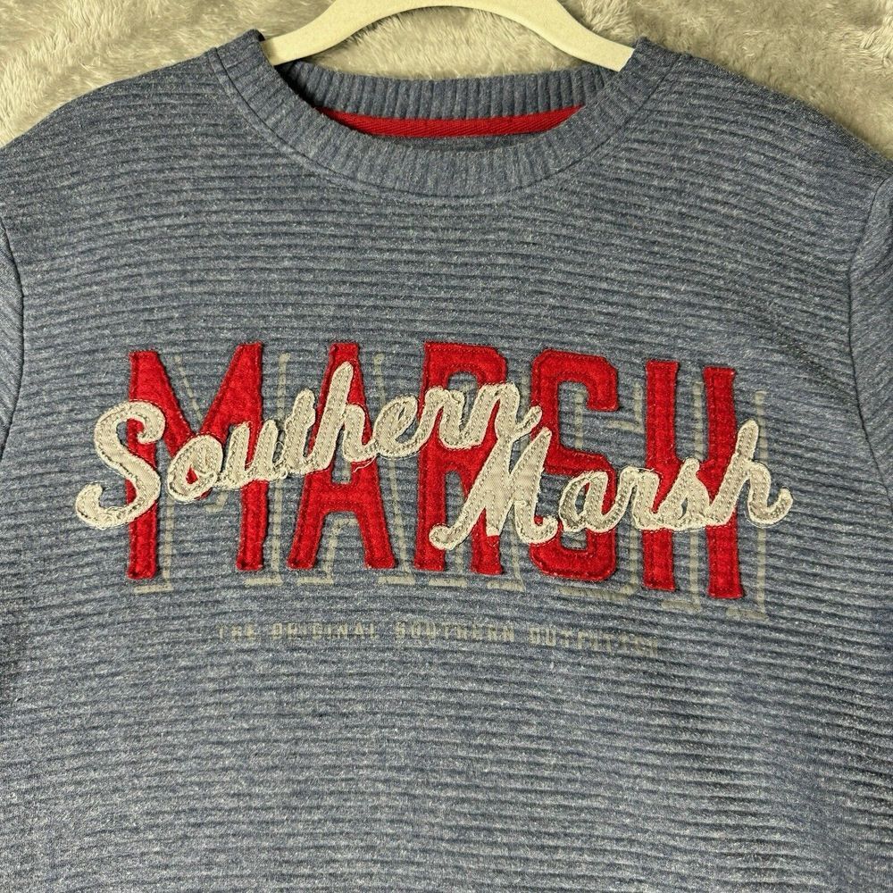 Southern Marsh Sweater Mens Small Spellout Knit Logo Preppy Golf Performance